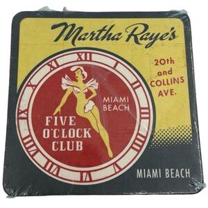 Vintage Miami Beach Martha Raye’s FIVE‎ O’CLOCK CLUB Coaster Set - 13 Pieces